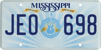 MS license plate JEO698