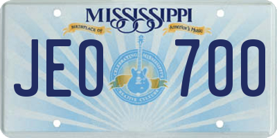 MS license plate JEO700