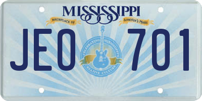 MS license plate JEO701
