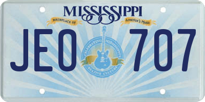 MS license plate JEO707