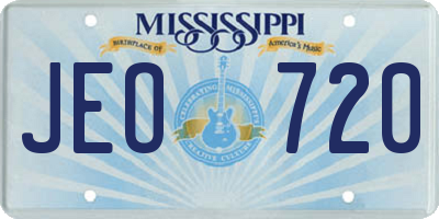 MS license plate JEO720
