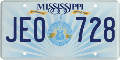 MS license plate JEO728
