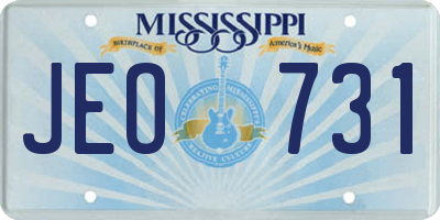 MS license plate JEO731
