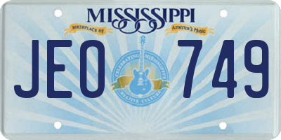 MS license plate JEO749
