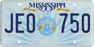 MS license plate JEO750