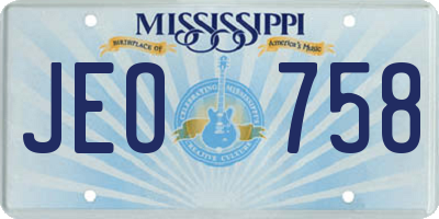 MS license plate JEO758