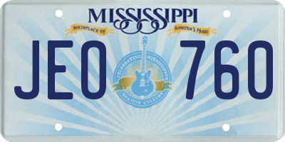 MS license plate JEO760