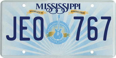 MS license plate JEO767