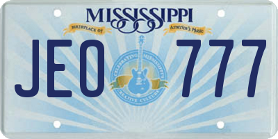 MS license plate JEO777