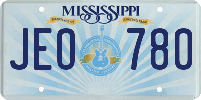 MS license plate JEO780