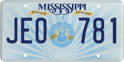 MS license plate JEO781