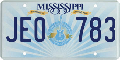 MS license plate JEO783