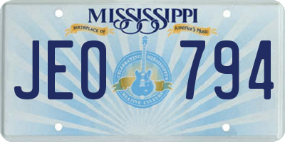 MS license plate JEO794