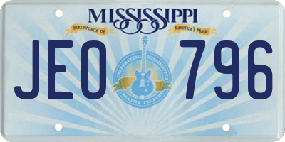 MS license plate JEO796