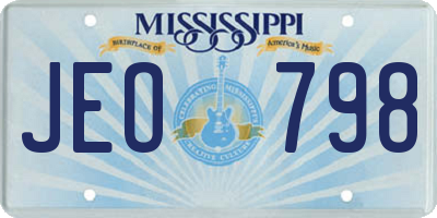 MS license plate JEO798