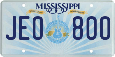 MS license plate JEO800