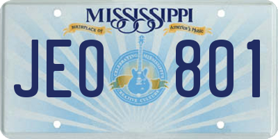 MS license plate JEO801