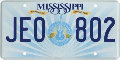 MS license plate JEO802