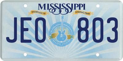 MS license plate JEO803
