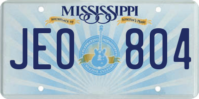 MS license plate JEO804
