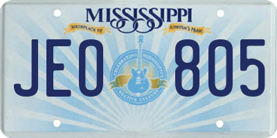 MS license plate JEO805