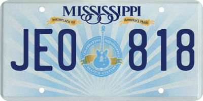 MS license plate JEO818