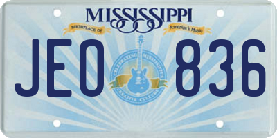 MS license plate JEO836