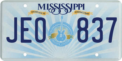 MS license plate JEO837