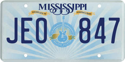 MS license plate JEO847