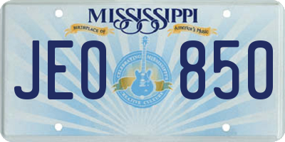 MS license plate JEO850