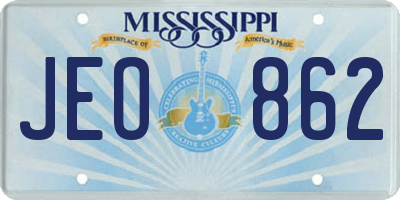 MS license plate JEO862