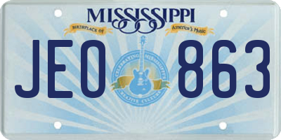 MS license plate JEO863