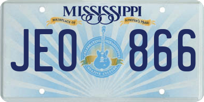 MS license plate JEO866
