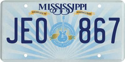MS license plate JEO867