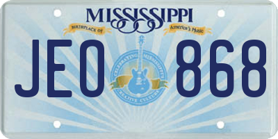 MS license plate JEO868