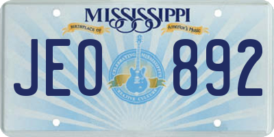 MS license plate JEO892