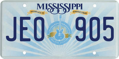 MS license plate JEO905