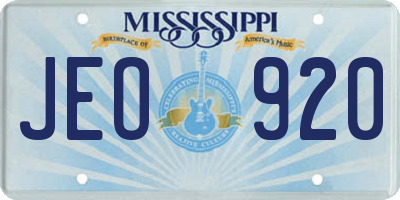 MS license plate JEO920