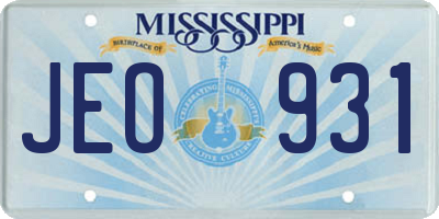 MS license plate JEO931
