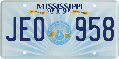 MS license plate JEO958