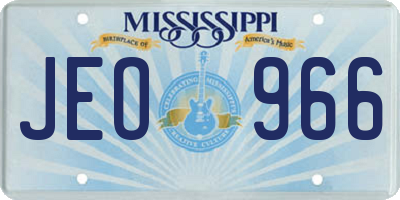 MS license plate JEO966
