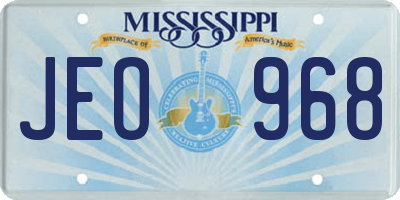 MS license plate JEO968
