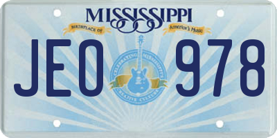 MS license plate JEO978