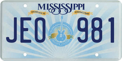 MS license plate JEO981