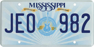 MS license plate JEO982