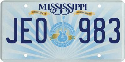 MS license plate JEO983