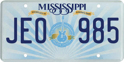 MS license plate JEO985