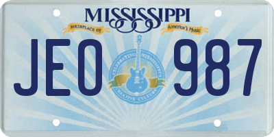 MS license plate JEO987