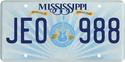 MS license plate JEO988