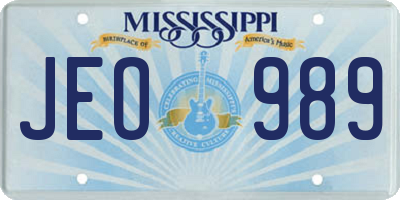 MS license plate JEO989